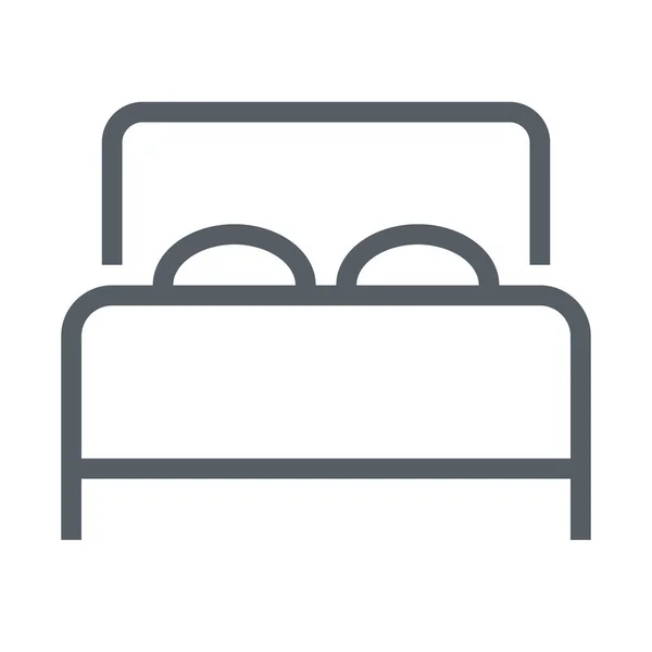 Иконка Отеля Двуспальной Кроватью Стиле Outline — стоковый вектор