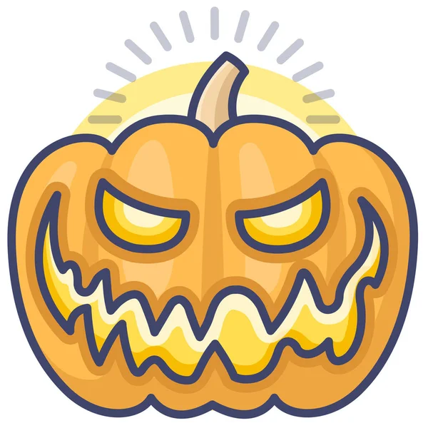 Icono Linterna Jack Halloween Estilo Contorno Lleno — Vector de stock