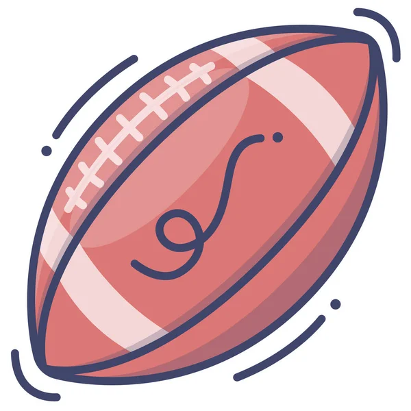 Icona Del Rugby Americano Calcio Pieno Stile Contorno — Vettoriale Stock