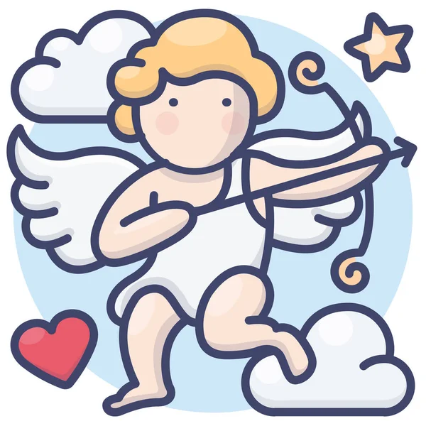 Amore Angelo Cupido Icona Amore Romanticismo Categoria — Vettoriale Stock