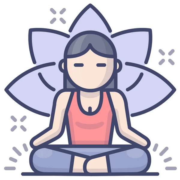 Icono Retiro Meditación Fitness Estilo Esquema Relleno — Vector de stock