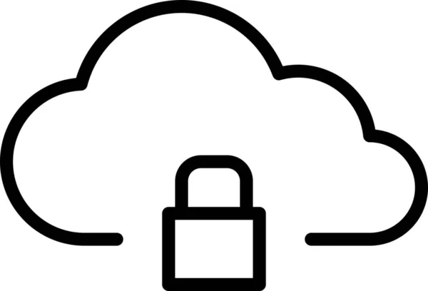 Cloud Computing Zablokowana Ikona Stylu Zarys — Wektor stockowy