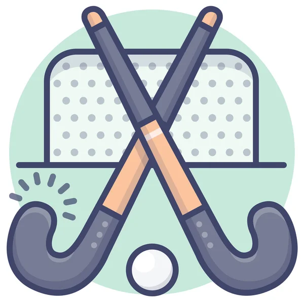 Icône Sport Hockey Sur Gazon Dans Style Contour Rempli — Image vectorielle