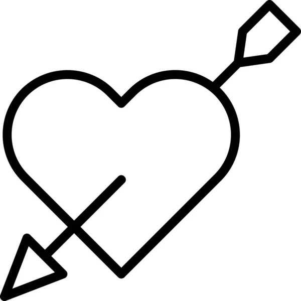 Arrow Favorite Heart Icon Outline Style — Stock Vector