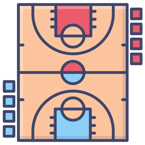 Icono Cancha Baloncesto Deportivo Estilo Esquema Lleno — Archivo Imágenes Vectoriales