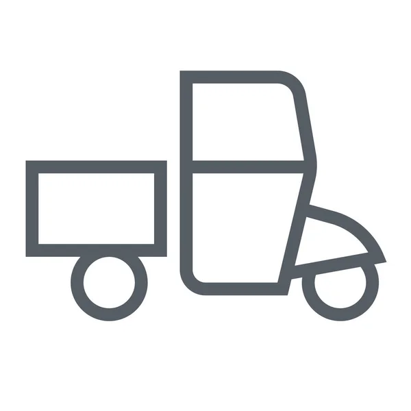 Auto Rickshaw Taxi Ikon Kontur Stil — Stock vektor