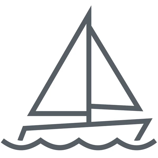 Barco Velero Icono Vela Estilo Del Esquema — Vector de stock