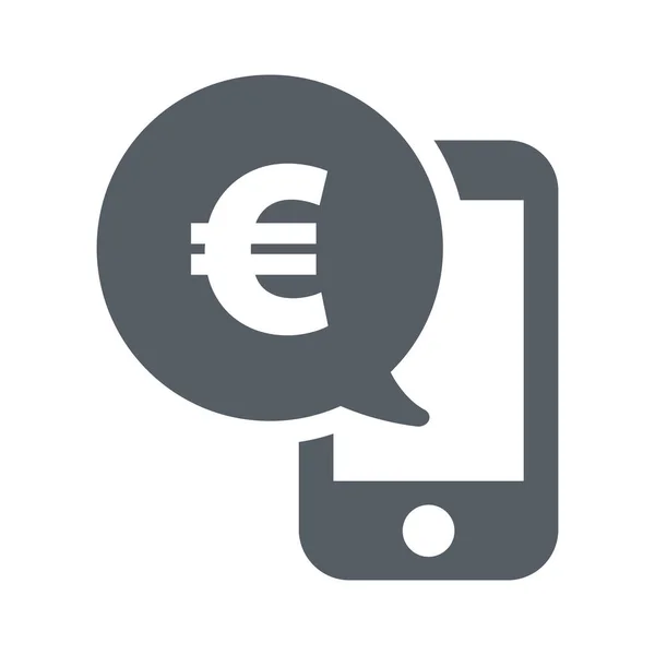 Euro Financiering Mobiel Icoon Solid Stijl — Stockvector