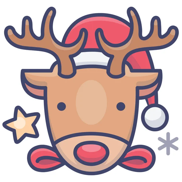 填充轮廓风格的圣诞鹿鹿图标 — 图库矢量图片