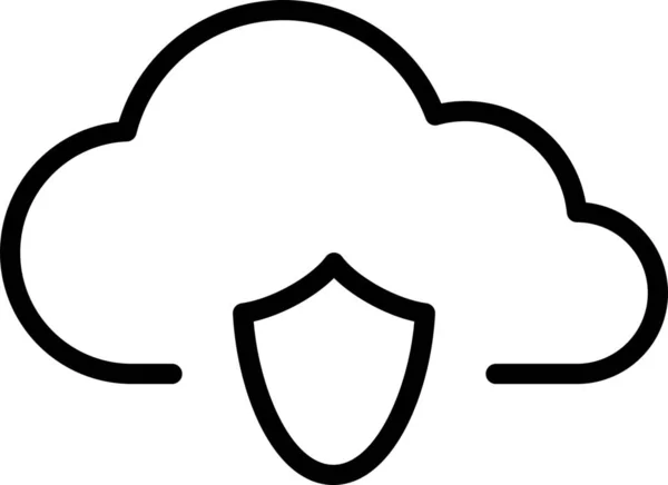 Cloud Computing Skyddad Ikon Konturstil — Stock vektor