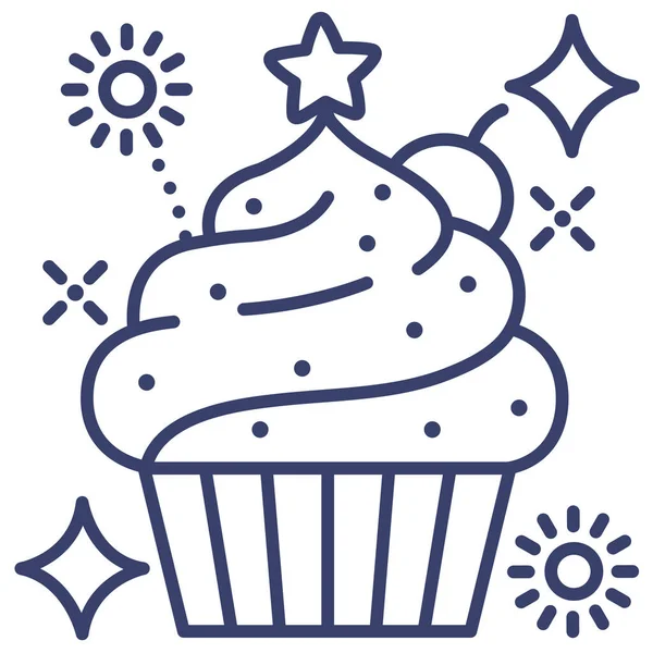 Weihnachtskuchen Cupcake Symbol Outline Stil — Stockvektor