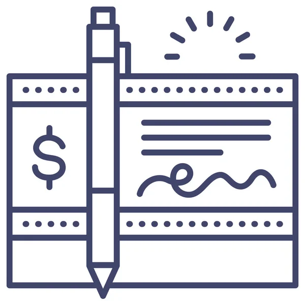 Bank Book Check Icon Outline Style — 스톡 벡터