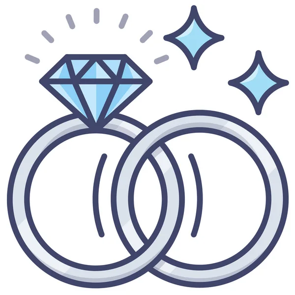 Engagement Marriage Rings Icon Filled Outline Style — Stock Vector