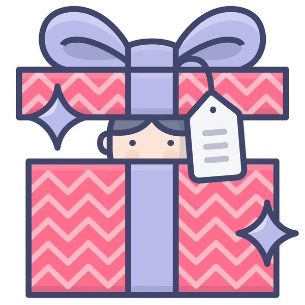 Icono Regalo Caja Categoría Amor Romance — Archivo Imágenes Vectoriales