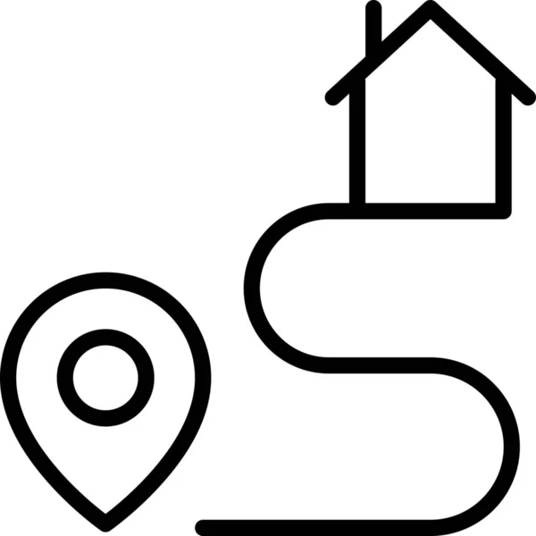 Levering Home Locatie Icoon Outline Stijl — Stockvector