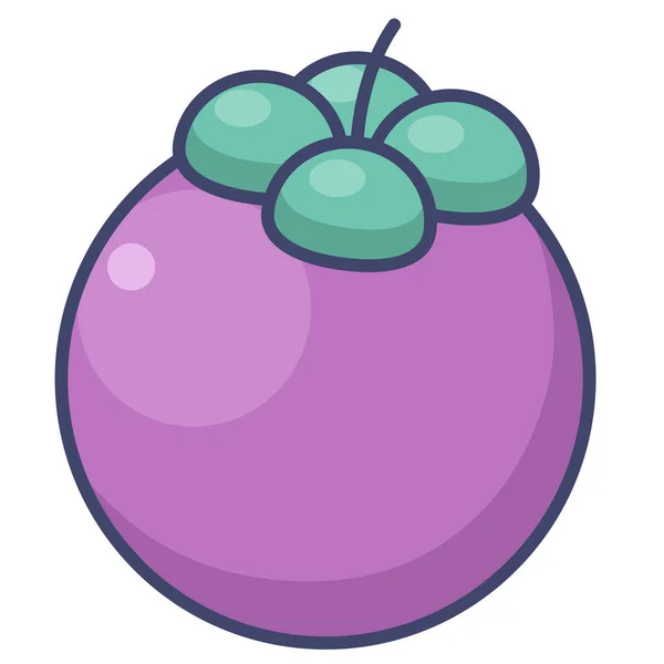 Ovoce Ovoce Mangosteen Ikona Vyplněném Obrysu Stylu — Stockový vektor