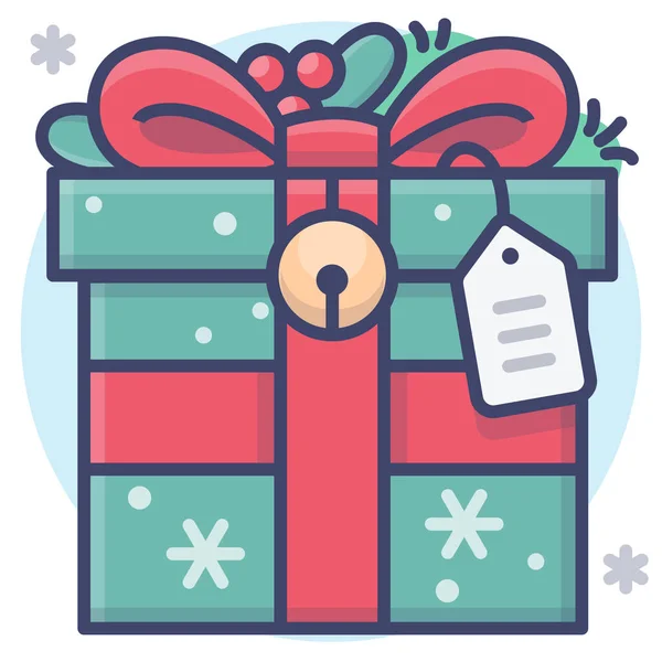 Icono Vacaciones Regalo Navidad Estilo Contorno Lleno — Vector de stock