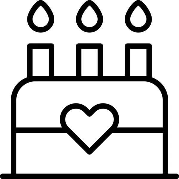Anniversary Cake Candles Icon Outline Style — Stock Vector