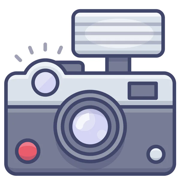 カメラのフラッシュ写真のアイコンを記入アウトラインスタイル — ストックベクタ