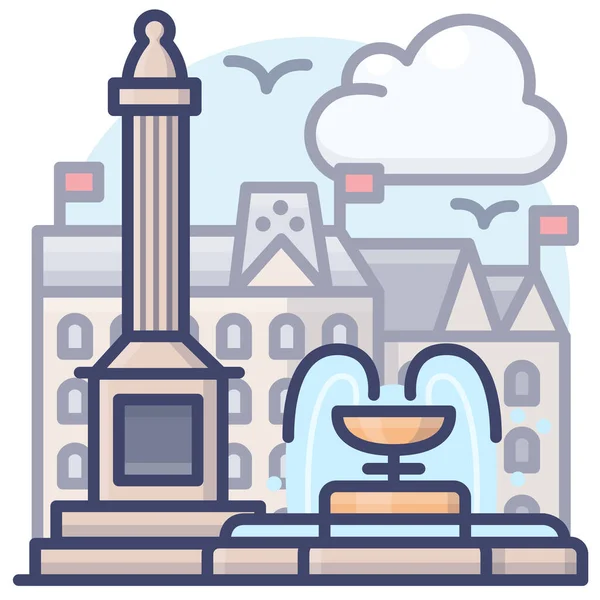 England London Square Icon Filled Outline Style — 스톡 벡터