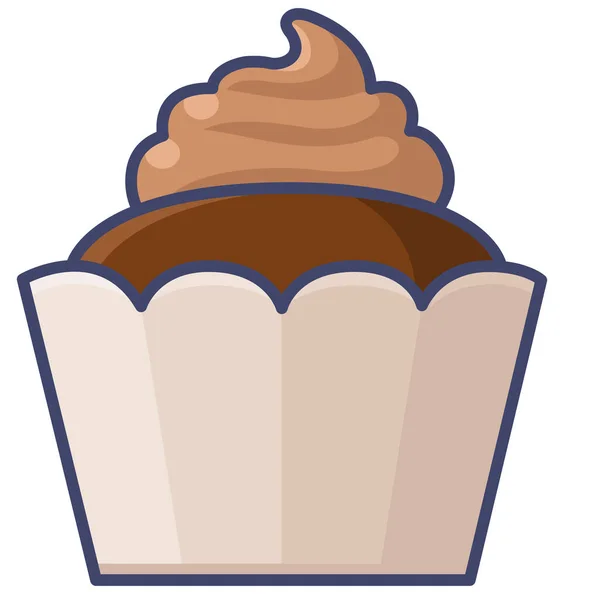 ブラウニーケーキカップケーキのアイコンを記入アウトラインスタイル — ストックベクタ