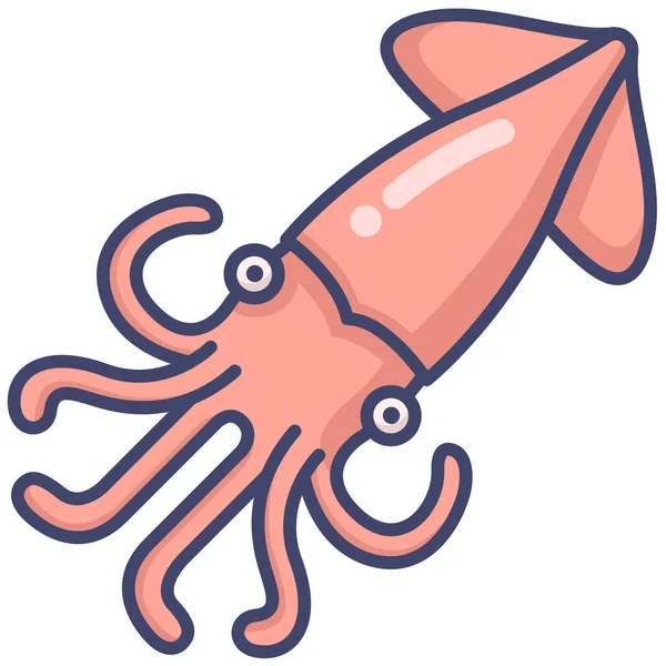 Food Seafood Squid Icon Filled Outline Style — Stock Vector