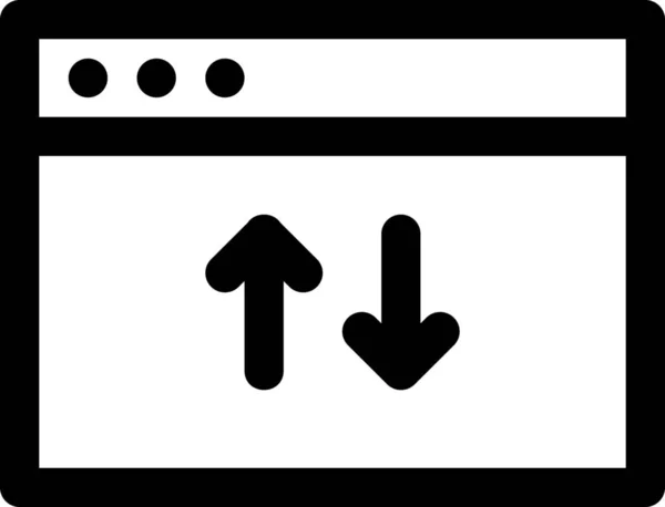 Browser Computer Beneden Pictogram Outline Stijl — Stockvector