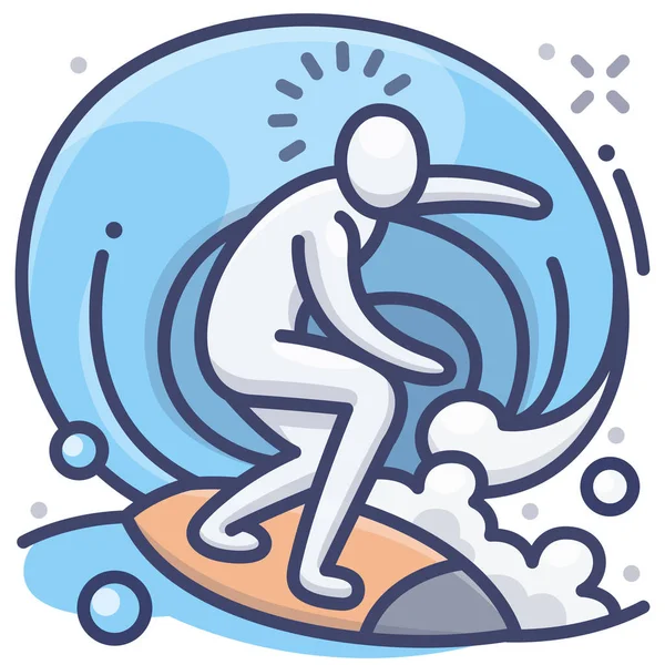 Surf Deporte Surf Icono — Vector de stock