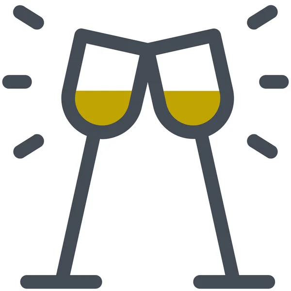 Oslava Sklenice Šampaňského Ikona Kategorii Láska Romantika — Stockový vektor