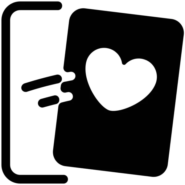 Swipe Phone Heart Icon Solid Style — Stock Vector