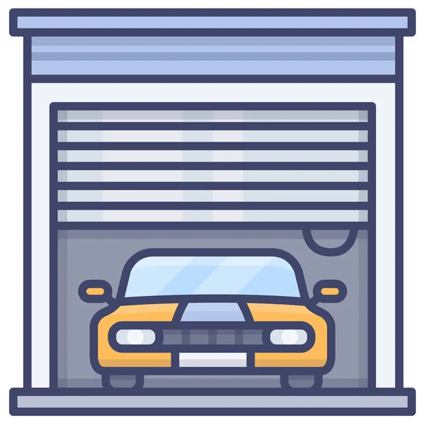 Coche Icono Casa Garaje Categoría Herramientas Construcción — Vector de stock