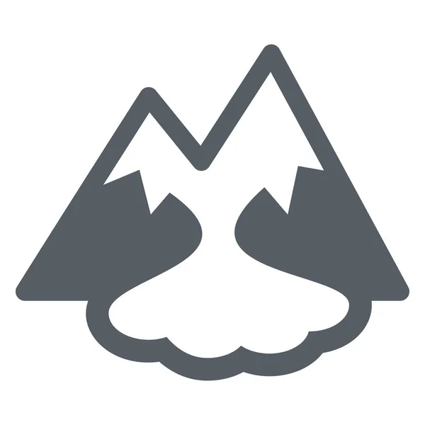 Avalanche Danger Mountain Icon Solid Style — Stock Vector