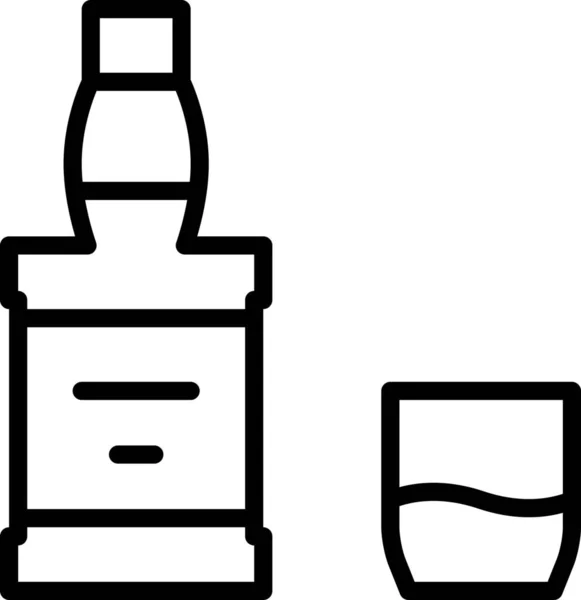 Иконка Стекла Бутылки Спирта Стиле Контура — стоковый вектор