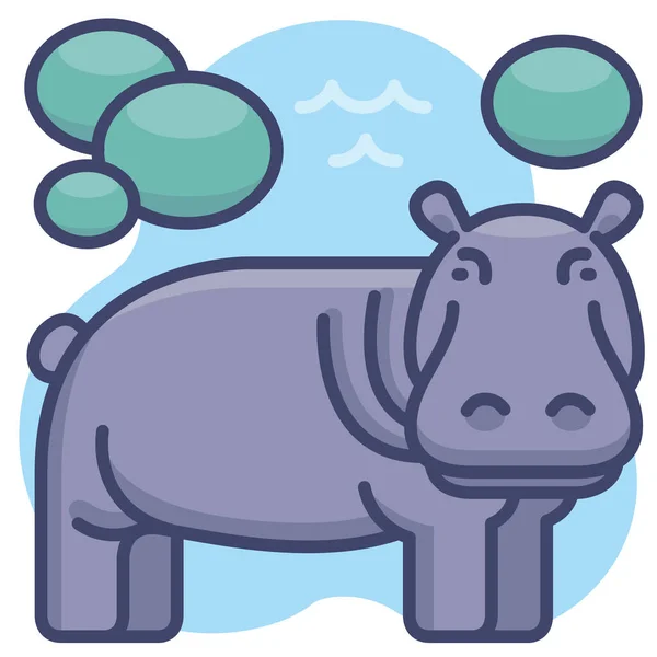 Hipopótamo Animal Hipopótamo Icono — Vector de stock