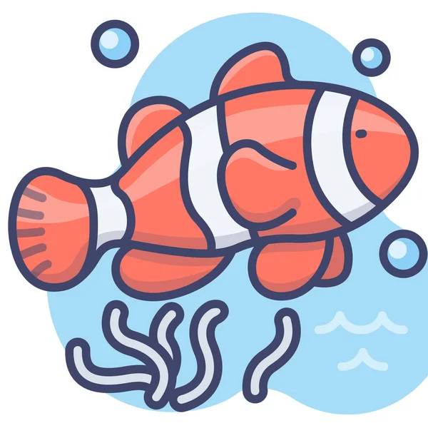Anemonefish Fish Sea Icon — Stock Vector