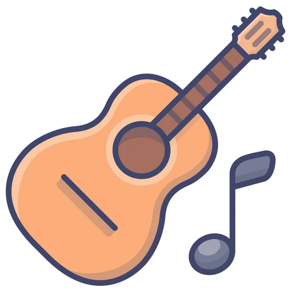 Икона Акустического Гитарного Инструмента Категории Звук Музыка — стоковый вектор