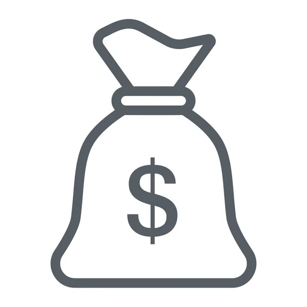 Çanta Para Birimi Dolar Simgesi Ana Hat Biçiminde — Stok Vektör