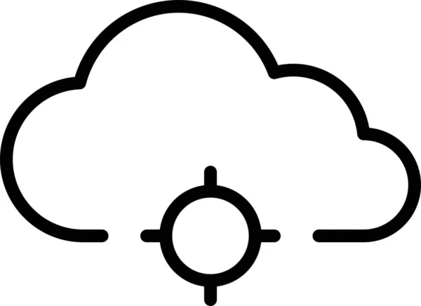 Cloud Computing Icono Localización Estilo Esquema — Archivo Imágenes Vectoriales