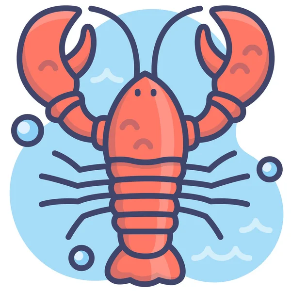 Crayfish Lobster Sea Icon — Stock Vector