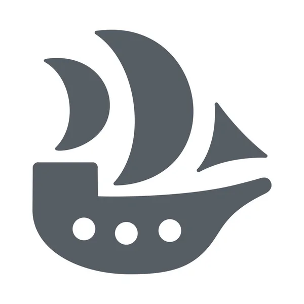 Barco Pirata Icono Vela Estilo Sólido — Vector de stock