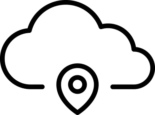Иконка Местоположения Облачных Вычислений Стиле Контура — стоковый вектор