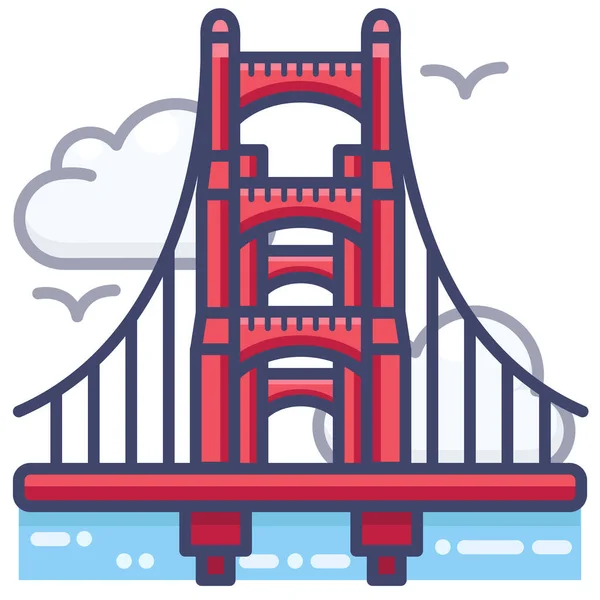 Puente Francisco Icono Puerta Estilo Contorno Lleno — Vector de stock