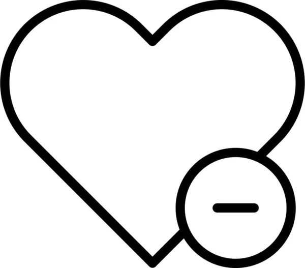 Eliminar Icono Corazón Favorito Estilo Esquema — Archivo Imágenes Vectoriales