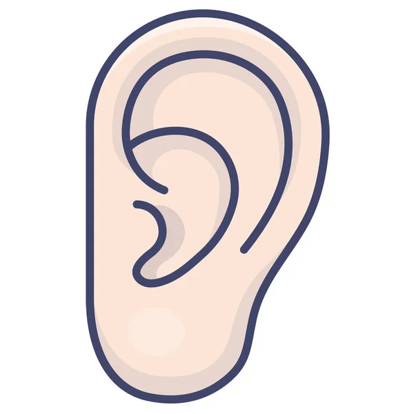 Anatomie Oreille Entendre Icône Dans Style Contour Rempli — Image vectorielle