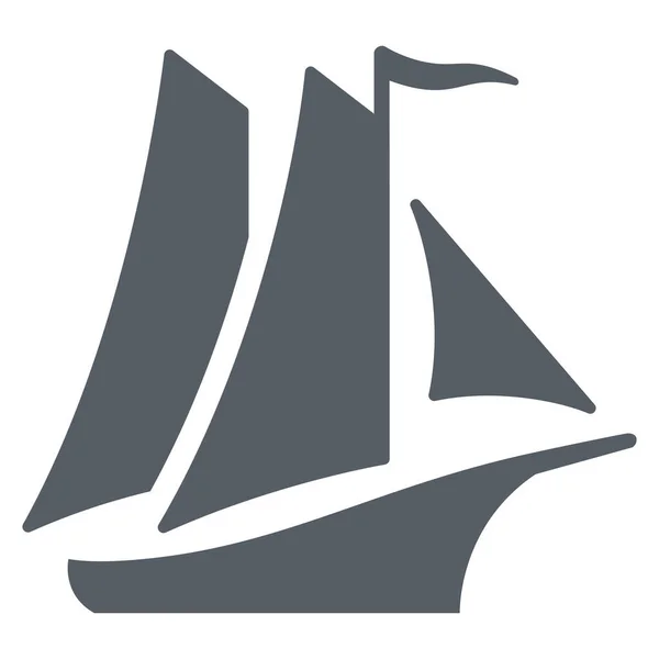 Barca Nautica Icona Vela Stile Solid — Vettoriale Stock