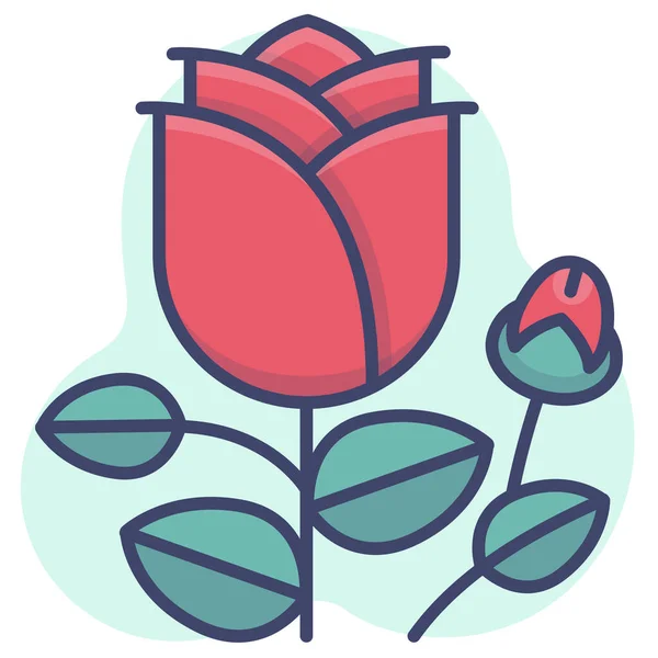 Blomma Kärlek Natur Ikon — Stock vektor