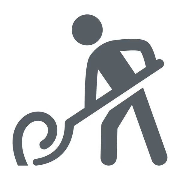 People Shovel Shoveling Icon Solid Style — Stock Vector