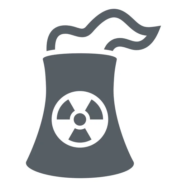 Icono Planta Nuclear Energía Estilo Sólido — Vector de stock