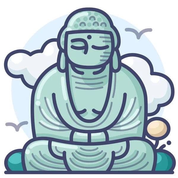 Buddha Buddhist Skvělá Ikona Vyplněném Stylu Osnovy — Stockový vektor