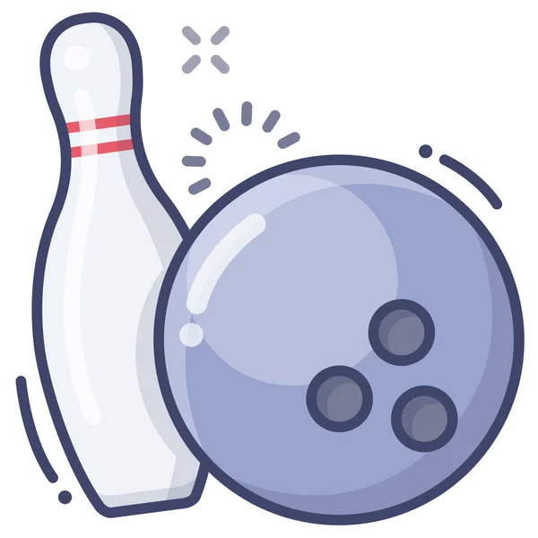 Koule Bowling Hra Ikona Vyplněném Stylu Obrysu — Stockový vektor